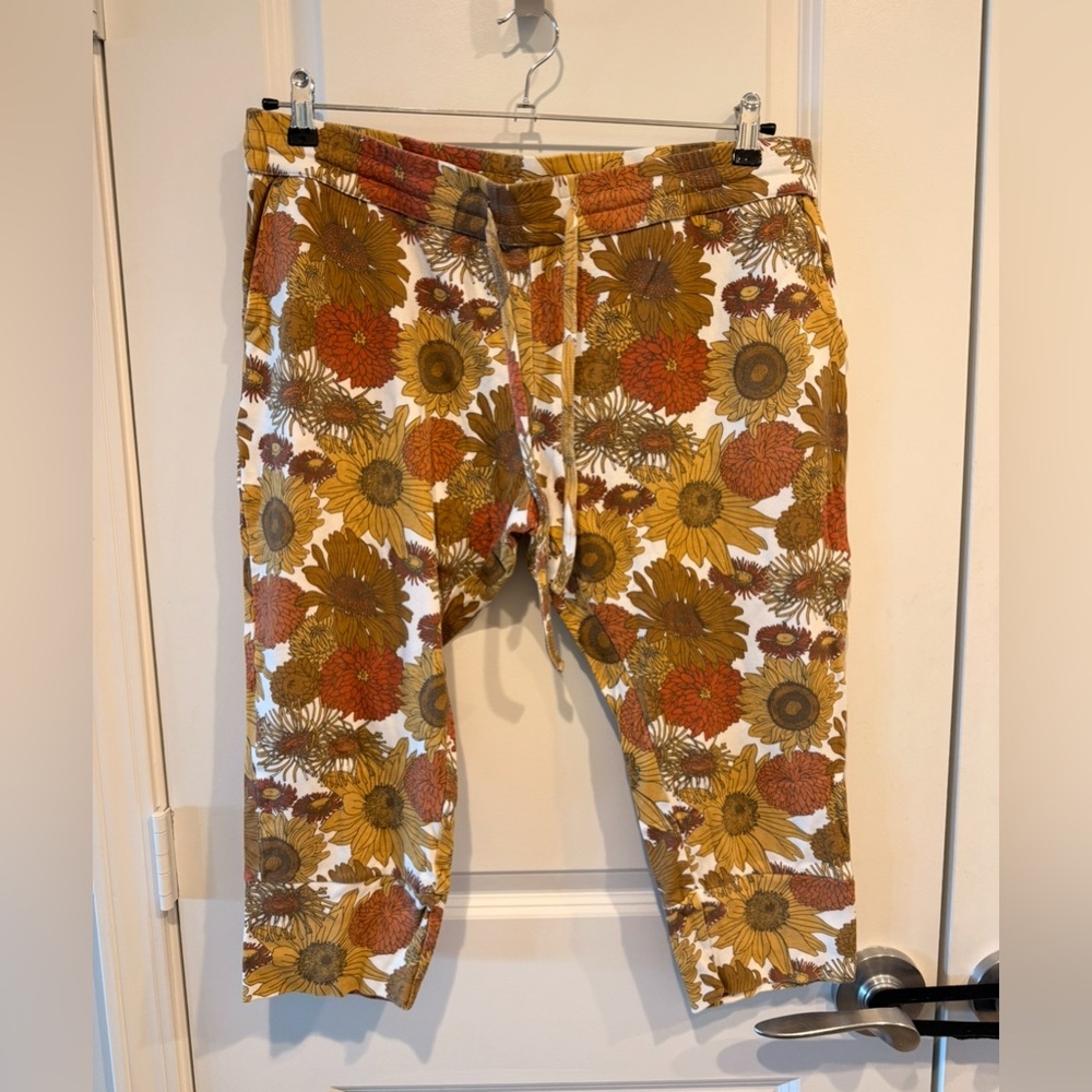Kate Quinn Organic Cotton Capri Pants | XXL | Rare Retro Sunflower | HTF